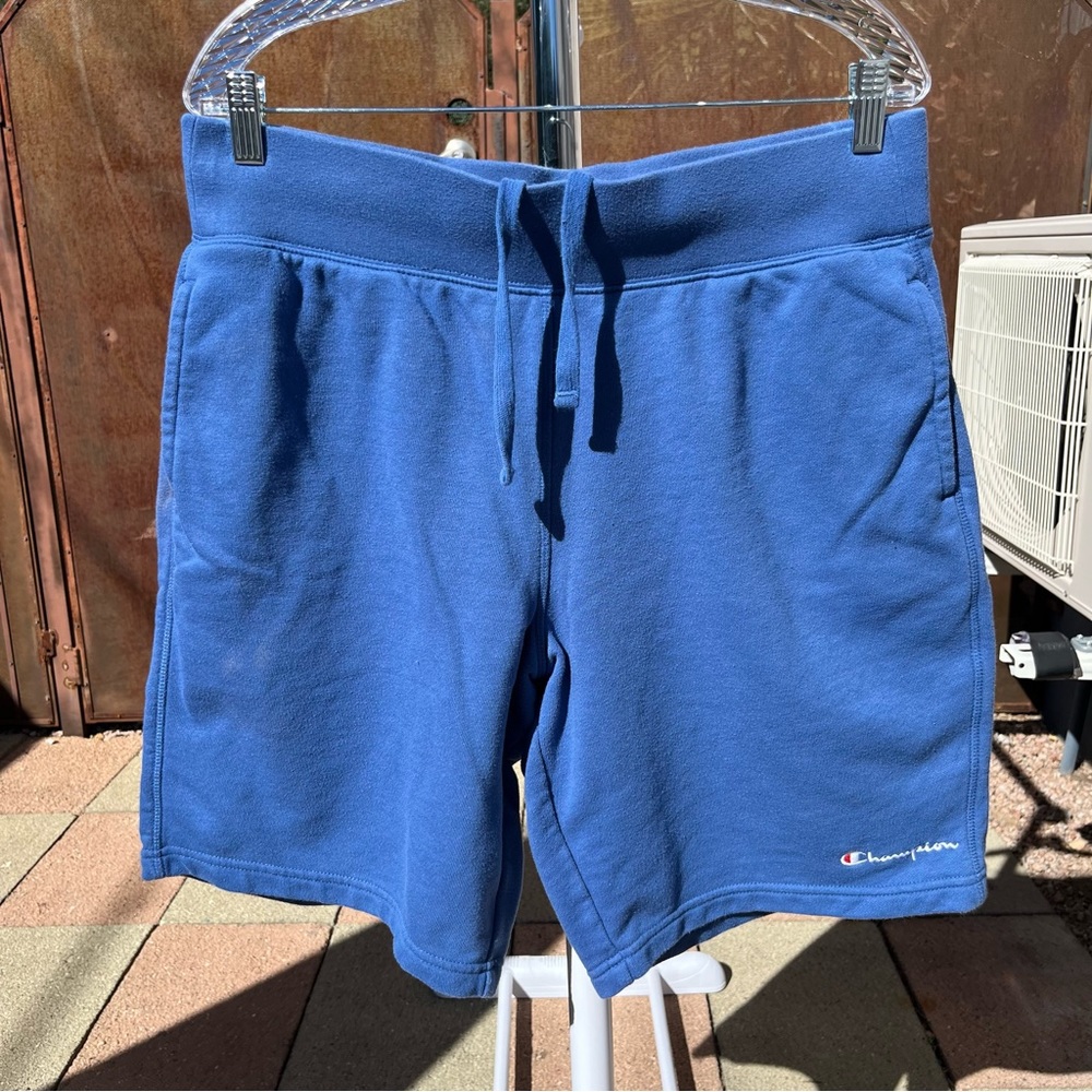 Champion Sweatpants Material Blue Shorts - Size Large